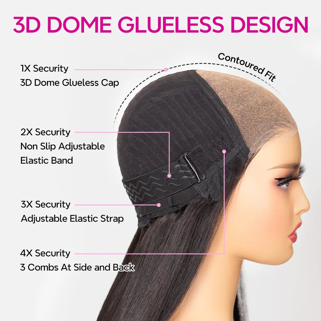 Atikual Highlight Glueless Straight Bob Wig Human Hair 6¡Á5 Pre Cut Lace Wig Bleached Knots