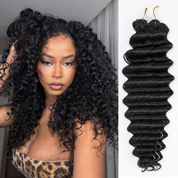Atikual Luxury Deep Wave Crochet Human Hair Natural Melt & Seamless Blend for Black Women