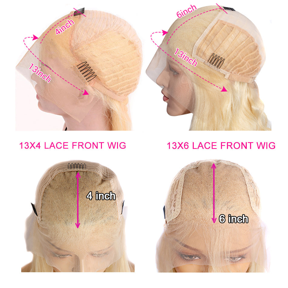 Atikual Professional Toned Pink Colored Body Wave Human Hair 13x6 Lace Front Wigs