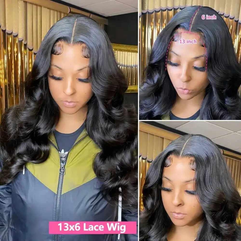 Atikual Throw & Go Body Wave Wig With Bangs Cost-Effective Human Hair Wig