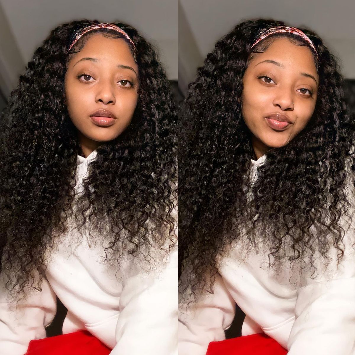 Atikual Deep Wave Headband Wig Glueless Human Hair Wigs No Glue No Gel