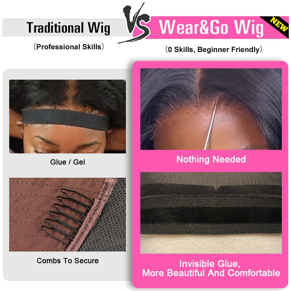 Atikual Sliky Straight Glueless Pre Cut 7X5 HD Lace Wear Go Lace Closure Wigs Human Hair Beginner Friendly