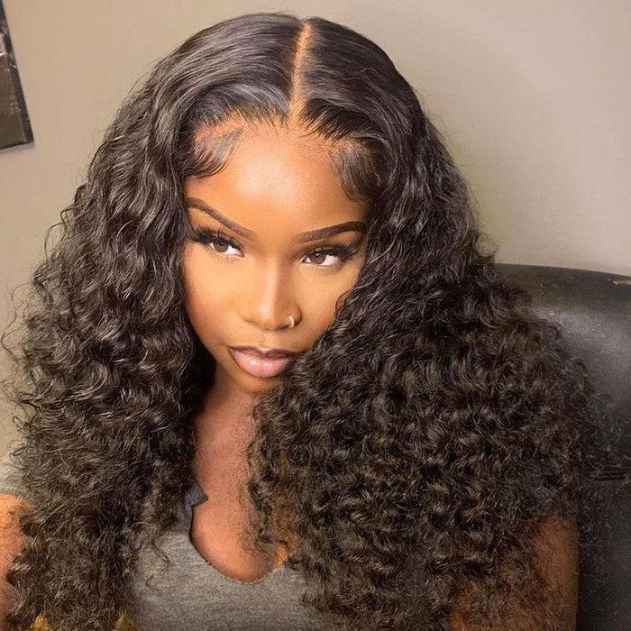 Atikual Deep Wave 13X4 Swise HD Lace Front Wigs Pre Plucked Natural Hairline 100% Human Hair Wig