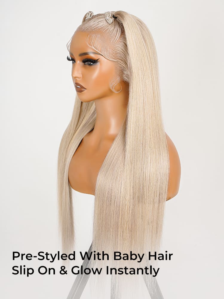 Atikual Pre Styled P18/613 Blonde Color Straight 13x4 Frontal Wig Ready To Go
