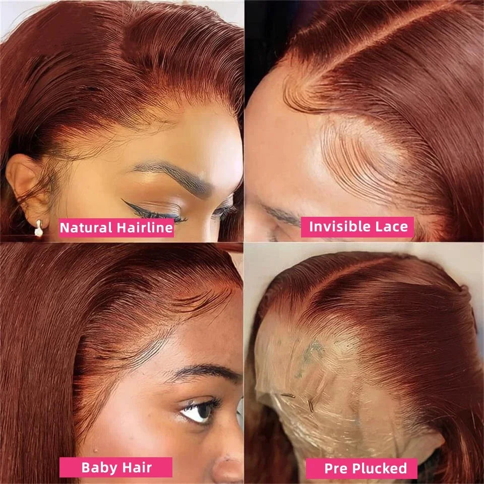 Atikual Reddish Brown Burmese Curly Crochet Human Hair Breathable Seamless Blend Daily Wear