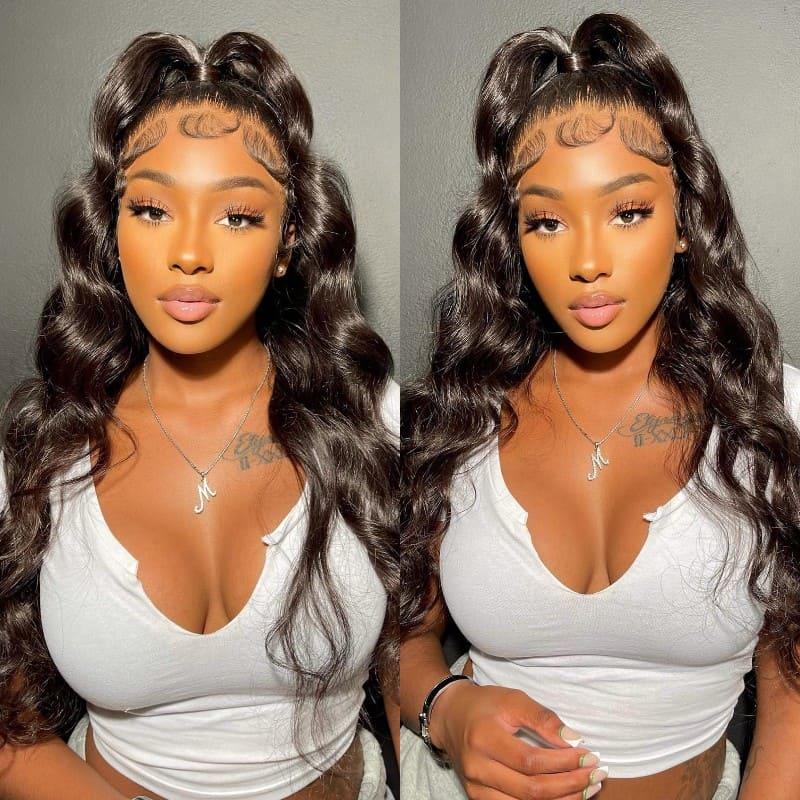 Atikual Pre Braided Wig Straight Glueless 13x6 HD Lace Front Wigs Human Hair Bleached Knots