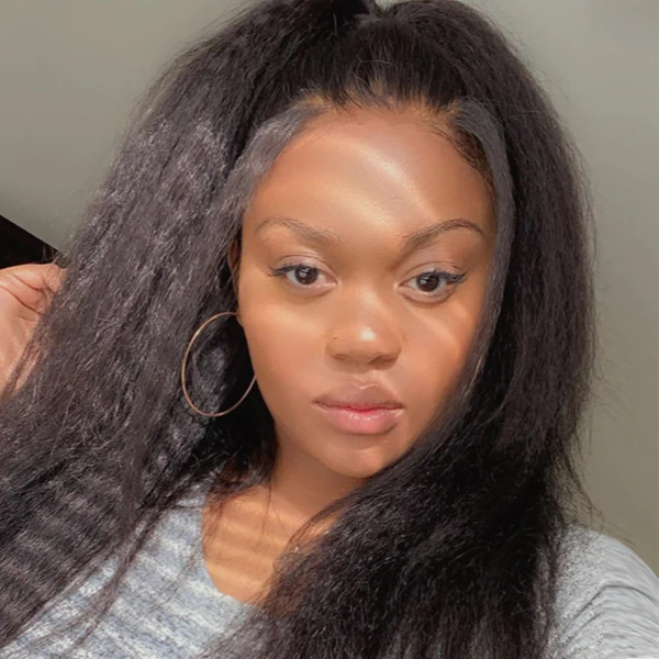 Atikual Kinky Straight Wig 13x4 13x6 HD Lace Front Wigs Natural Black Brazilian Virgin 100% Human Hair Preplucked