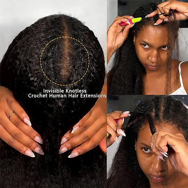Atikual Natural Kinky Straight Crochet Human Hair Lightweight Micro Twists Pre‑Separated for Easy Styling