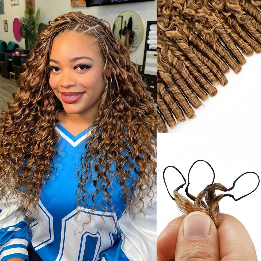 Atikual Highlight 4/27 Burmese Curly Crochet Human Hair with Miracle Knots Easy Install