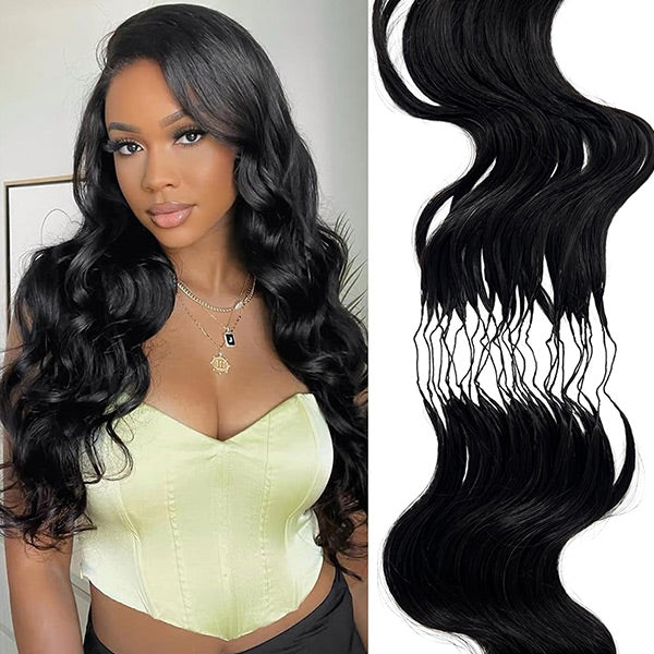 Atikual Natural Flow Body Wave Crochet Human Hair Extensions Lightweight Reusable Beginner Friendly