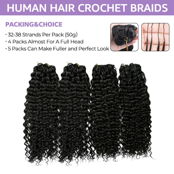 Atikual Lightweight Feather Water Wave Crochet Human Hair with Miracle Knots, Natural Feel & Easy Install