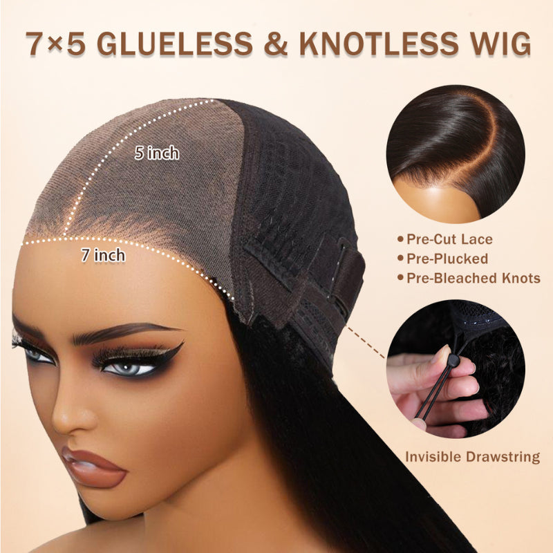 Atikual 13X6 Pre Everything Water Wave Glueless Invisible Drawstring HD Transparent Lace Wig 100% Human Hair