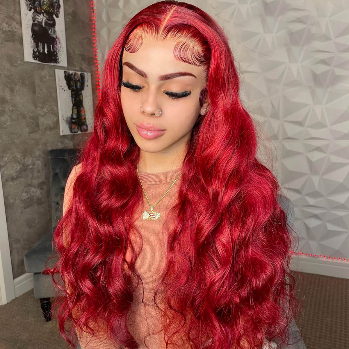 Upgrade 6×5 Pre-cut Hd Lace Wig Red Wear & Go Glueless Wig 180% Density Pre-plucked