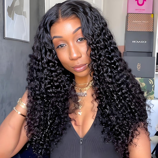Atikual Pixie Curly Hair Wigs Finger Coiling Curly Human Hair Glueless Wigs Bleached Knots Wear Go Wigs With Drawstring