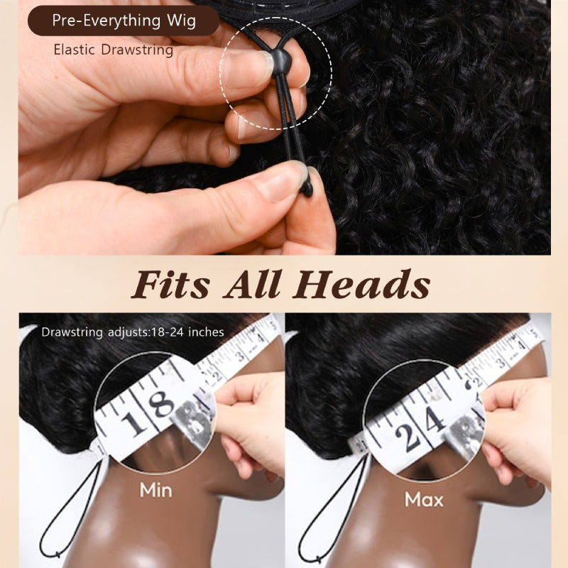 Atikual 13X6 Pre Everything Water Wave Glueless Invisible Drawstring HD Transparent Lace Wig 100% Human Hair