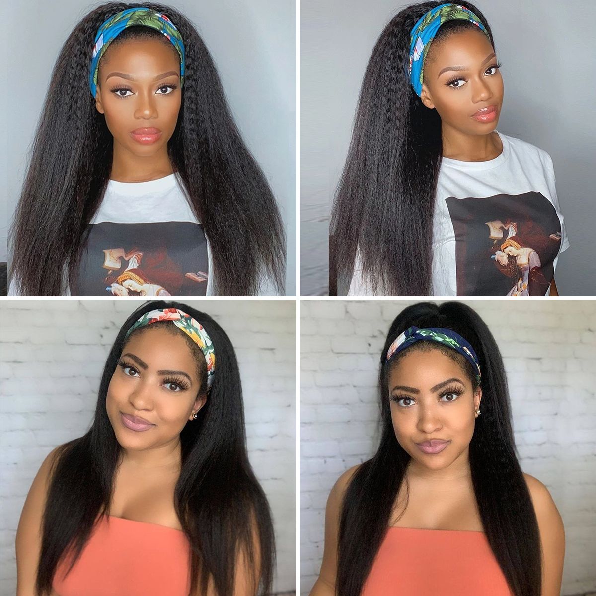 Atikual Kinky Straight Headband Wigs Human Hair Zero Skills Needed