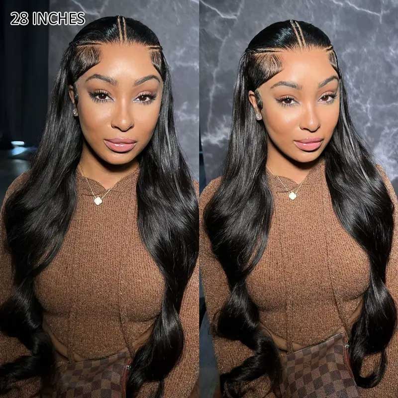 Atikual Pre Braided Wig Straight Glueless 13x6 HD Lace Front Wigs Human Hair Bleached Knots