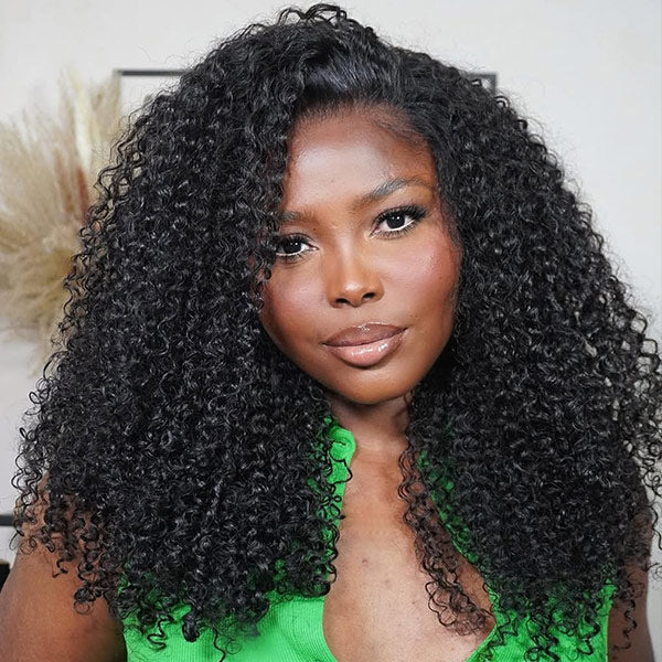 Atikual 3 In 1 Half Wig | Kinky Curly Glueless Wear Go Half Wig Human Hair Invisible Hairline Protective Style