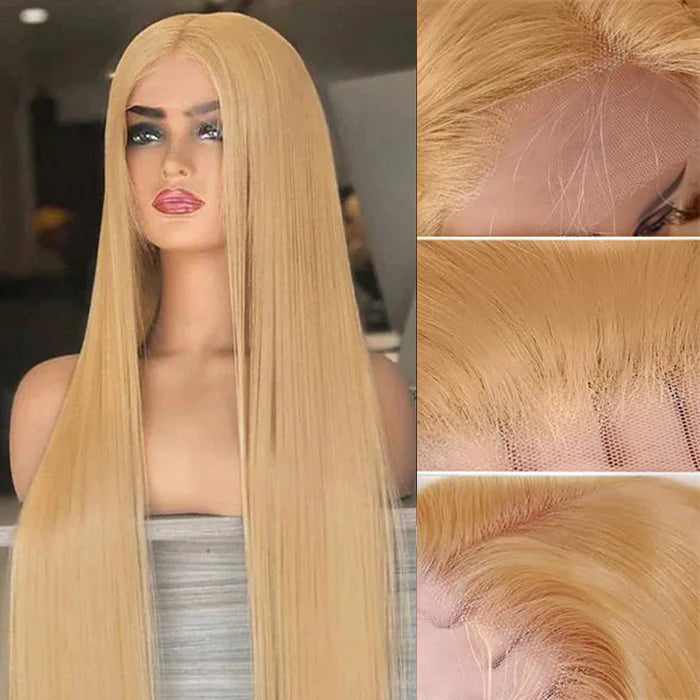 Atikual Honey Blonde Body Wave Wigs 13X4/13X6 Transparent Lace Front #27 Color Virgin Human Hair Wigs Pre Plucked