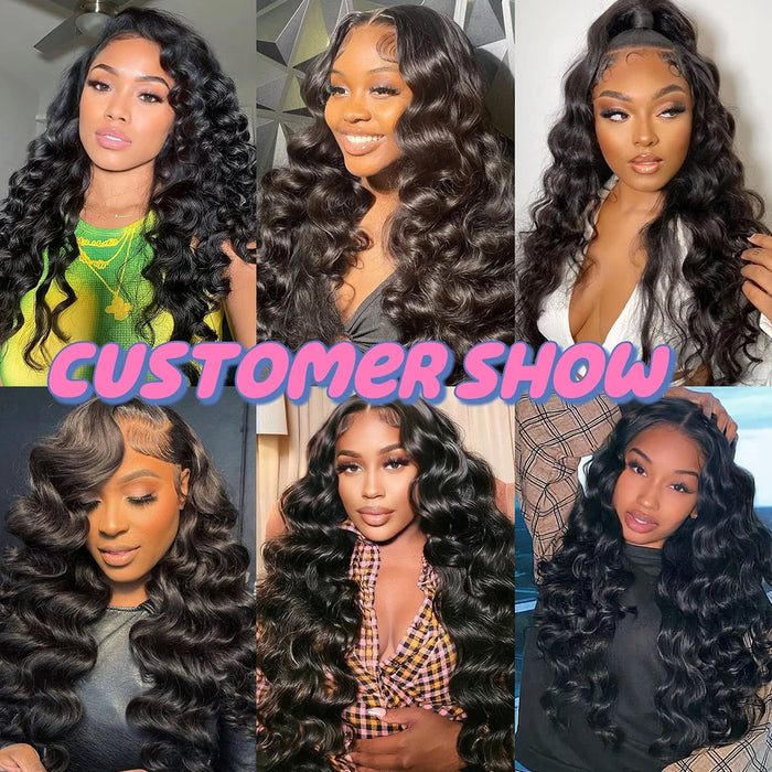 Atikual Loose Wave Hair 3 Bundles With 13x4 Lace Frontal Unprocessed Human Virgin Hair