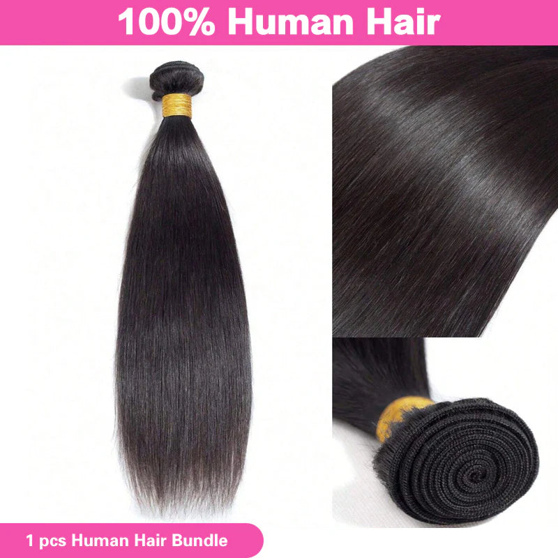 Atikual 1 Bundle Sliky Straight 100% Virgin Human Hair Natural Color