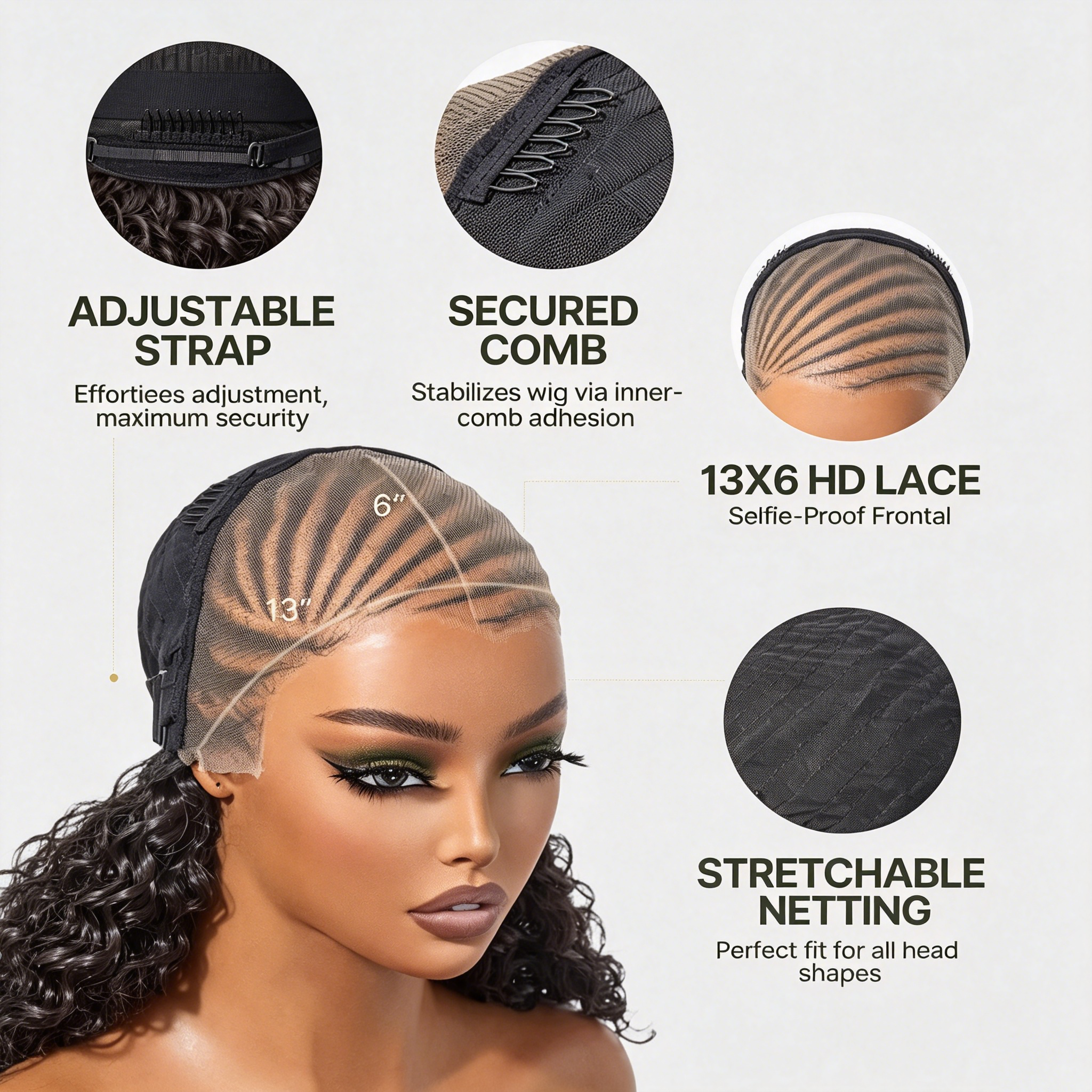 Atikual human hair 13×6 Braided Cornrow Wig —Water Wave Lace Front Wig for Black Women Pre-Cut Lace Wig Natural Look Beginner Friendly