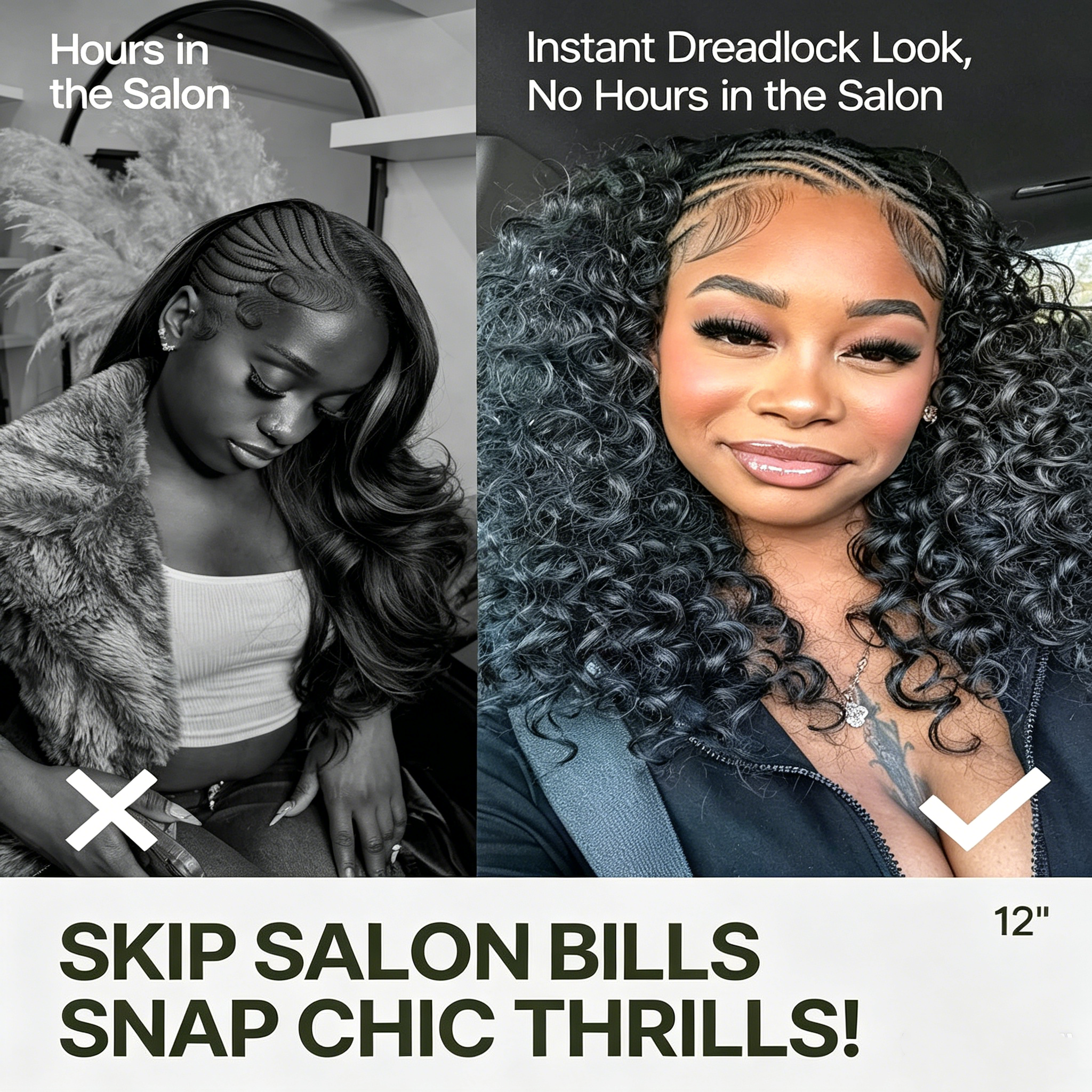 Atikual human hair 13×6 Braided Cornrow Wig —Water Wave Lace Front Wig for Black Women Pre-Cut Lace Wig Natural Look Beginner Friendly