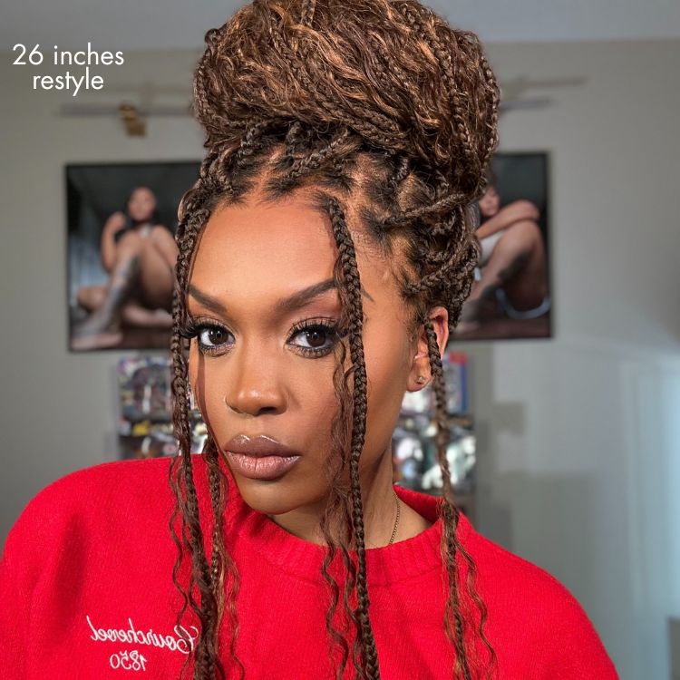 Atikual Mix Blonde Knotless Boho Curls Braided Long Drawstring 13x6 Frontal Pre Cut HD Lace Glueless Human Hair Wig
