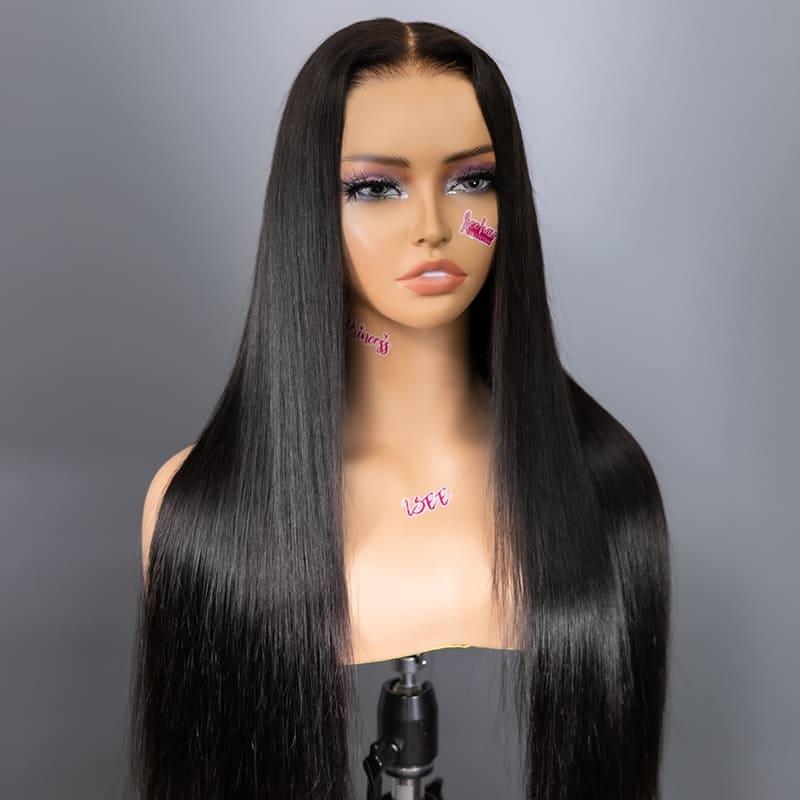 Atikual Wear Go Tiny Knots Pre Bleached Upgraded Silky Straight Glueless 7X5 HD Lace Wig Human Hair