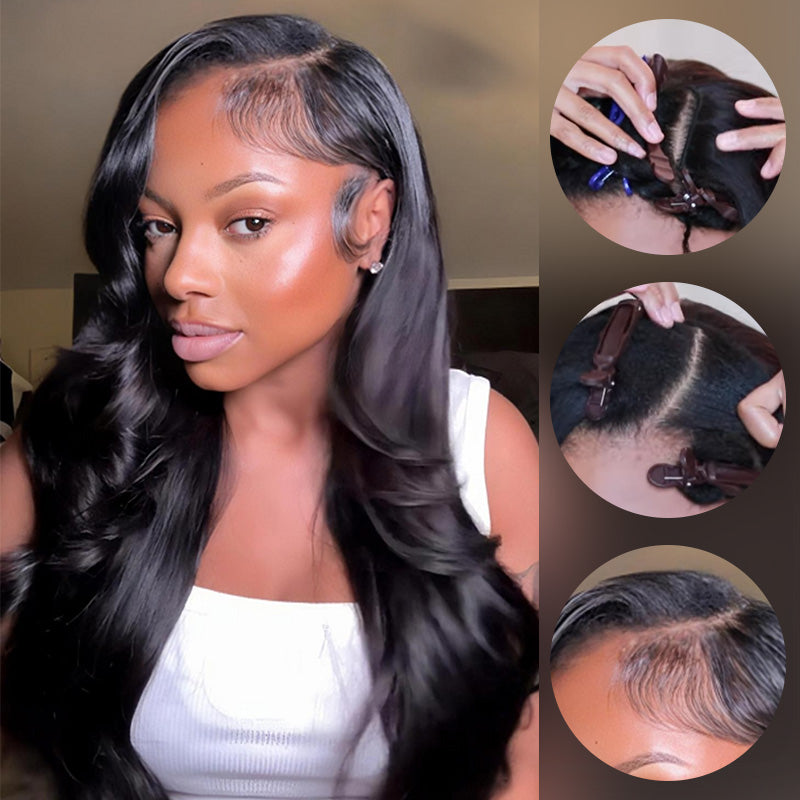 Atikual Body Wave Upart Sew In Wig Human Hair Natural Color Upart Wigs For Women 250% Density Glueless wigs