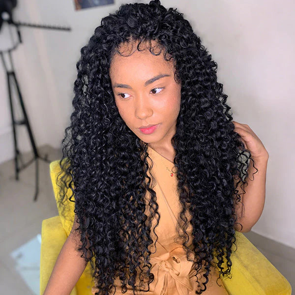 Atikual Deep Wave Soft Seamless Crochet Hair Natural Black Human Hair Extension for Black Women Hair