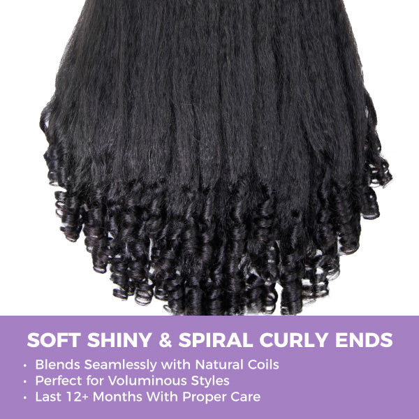 Atikual 3 In 1 Half Wig | Glueless Kinky Straight Burmese Curly Elastic Drawstring Wear Go Half Wig With Yaki Spiral Curls