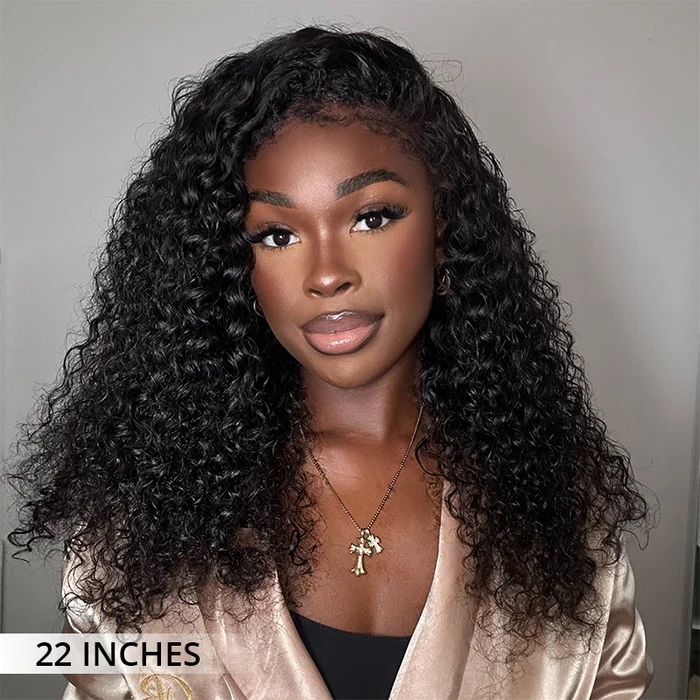 Atikual 4C Curly Edges Hairline Invisi Strap 360 Lace Front Glueless Lace Wig Kinky Curly Human Hair Wig With Super Natural Hairline