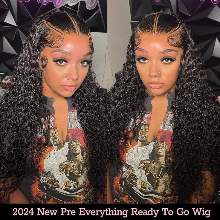 Atikual 360 Lace Kinky Curly Invisi Drawstring Wear Go Wig Pre-Bleached Pre-Cut Lace Glueless Wig Human Hair