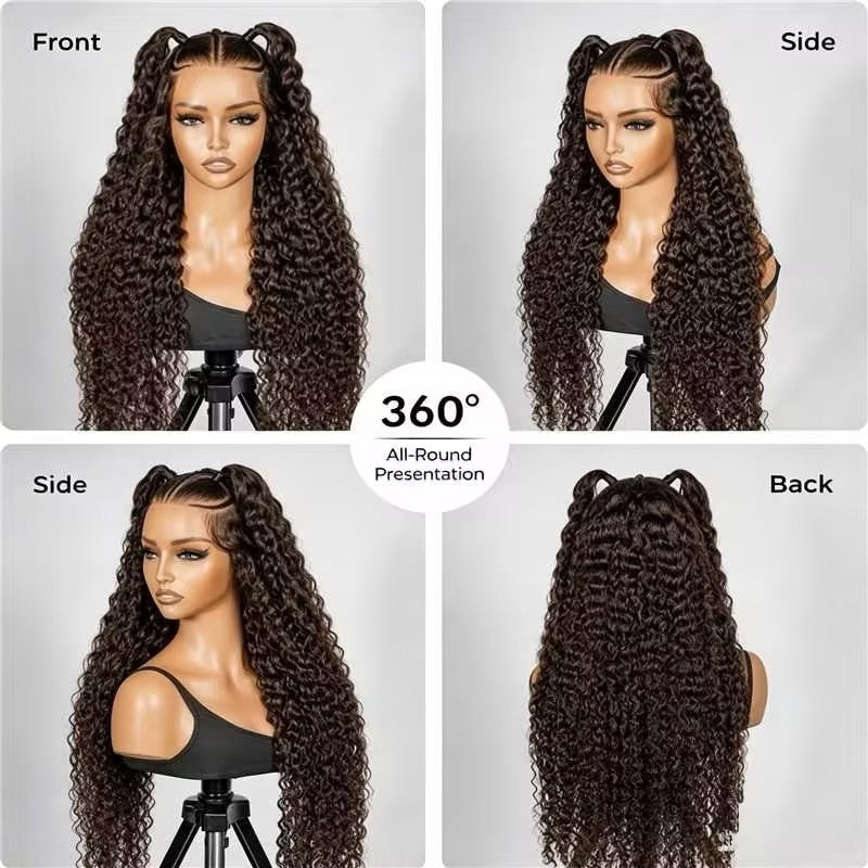 Atikual Glueless #4 Color Deep Wave Stylist Pre-Braided 13x6 Front Wig