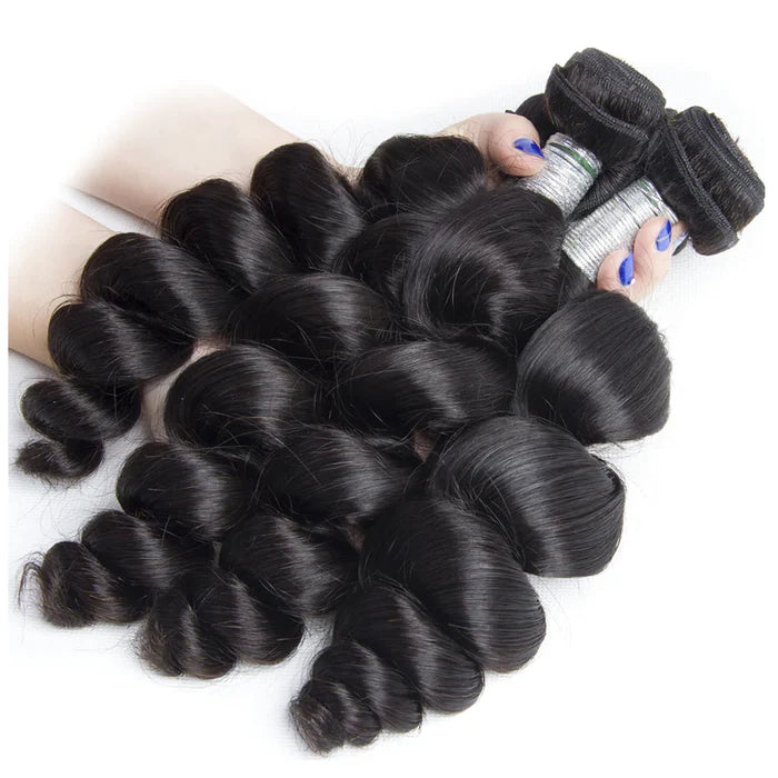 Atikual Brazilian Hair Weave 4 Bundles Loose Wave Hair 100% Remy Hair Brazilian Spring Loose Curly Human Hair