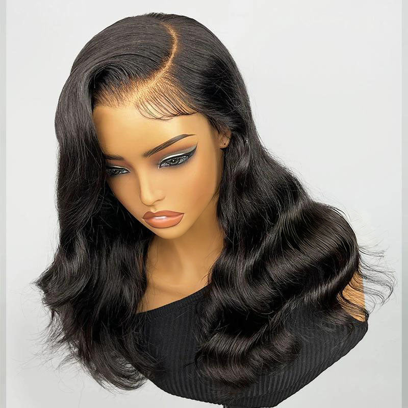 Atikual C Part Glueless LayerCut Wig With Baby Hair 9x6 M-Cap Body Wave Wig 250% Density Human Hair Wigs