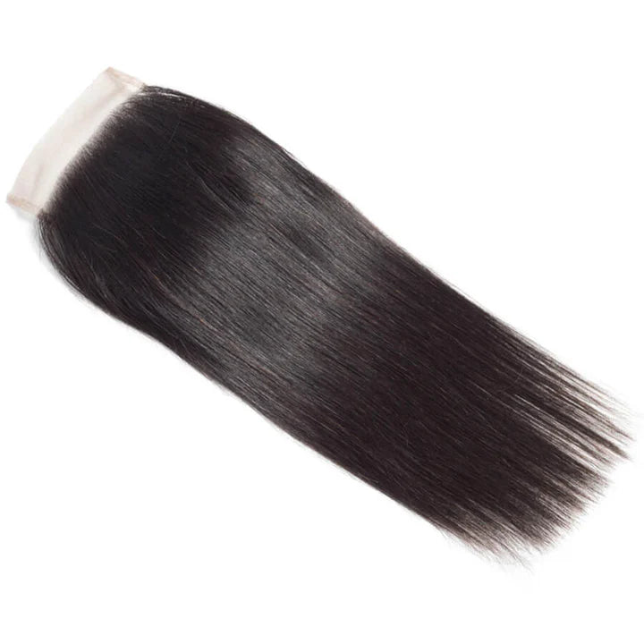 Atikual 4x4 HD Transparent Lace Closure Straight Human Hair Closure Natural Black Hair Top Swiss Lace