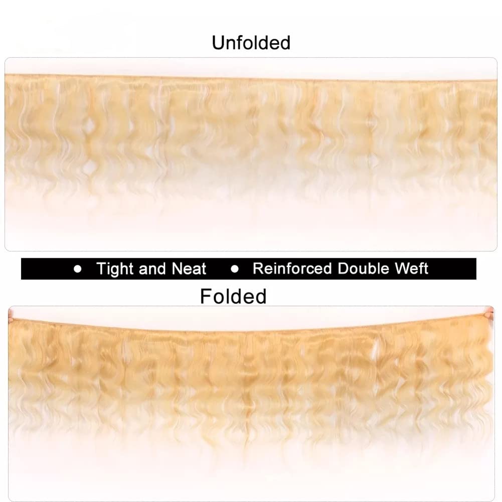 Atikual Hair Brazilian Blonde Bundle Hair With 13x4 Lace Frontal 613 Color Blonde Body Wave 3 Bundles with Frontal Human Hair