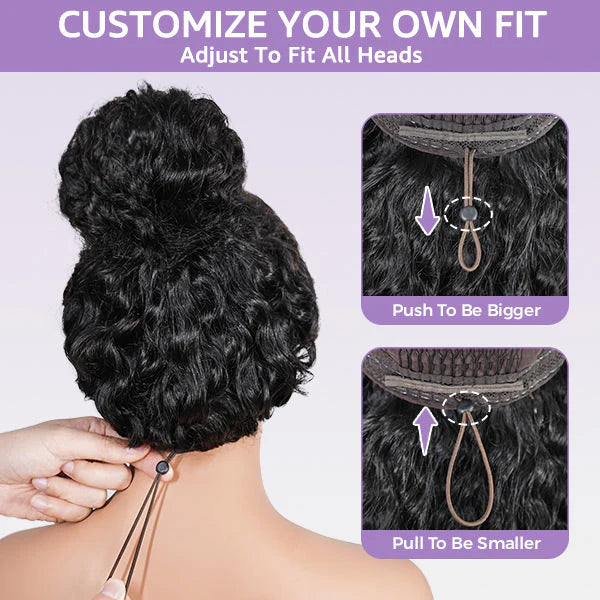 Atikual Glueless Layered Cut Yaki Straight Wear Go Wig 9x6 Pre-Cut T Part Lace Bob Wig Human Hair With Elastic Drawstring