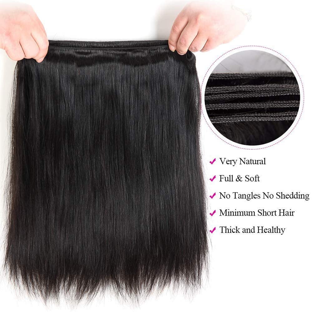 Atikual Brazilian Straight Hair 3 Bundles Deals 100% Unprocessed Virgin Brazilian Hair Silk Straight Human Hair Weave Bundles