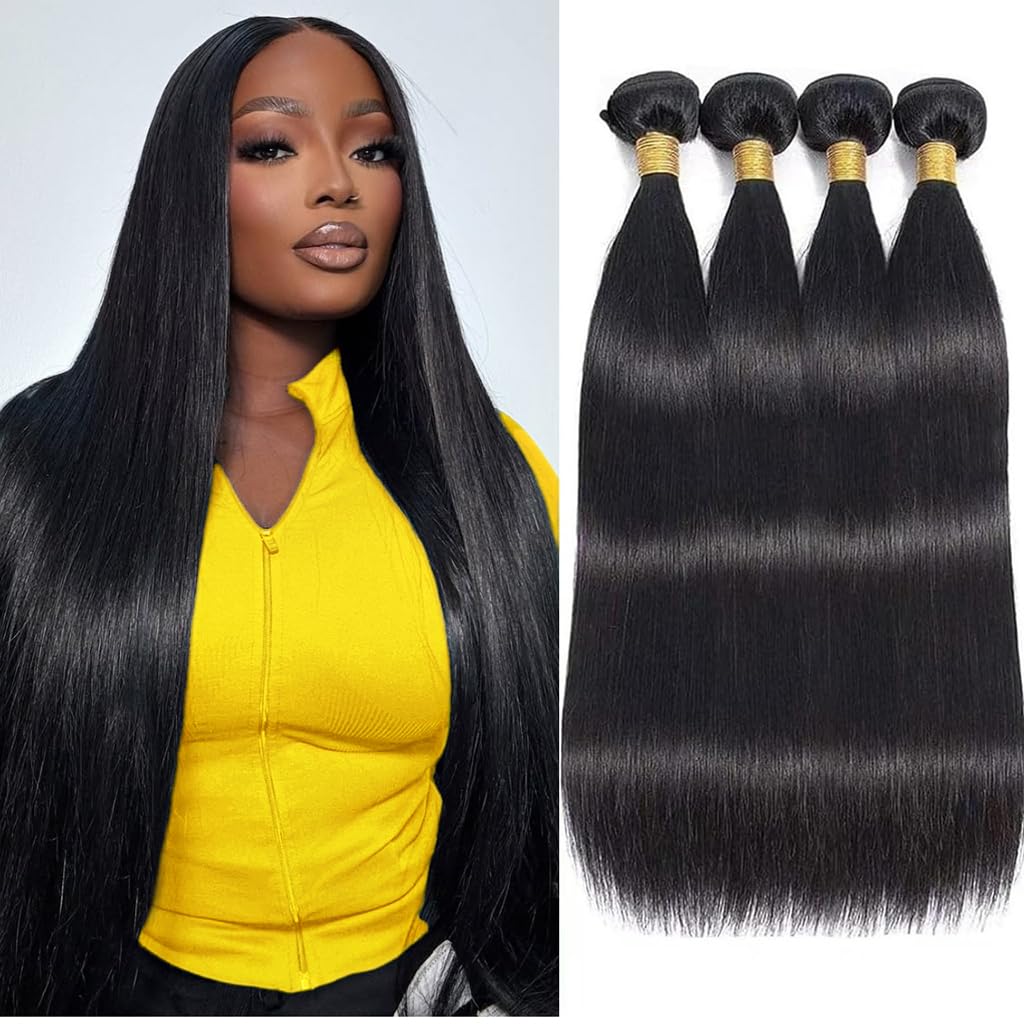 Atikual Brazilian Straight Hair 4 Bundles Brazilian Virgin Remy Hair Weave High Quality Natural Hair Extensions