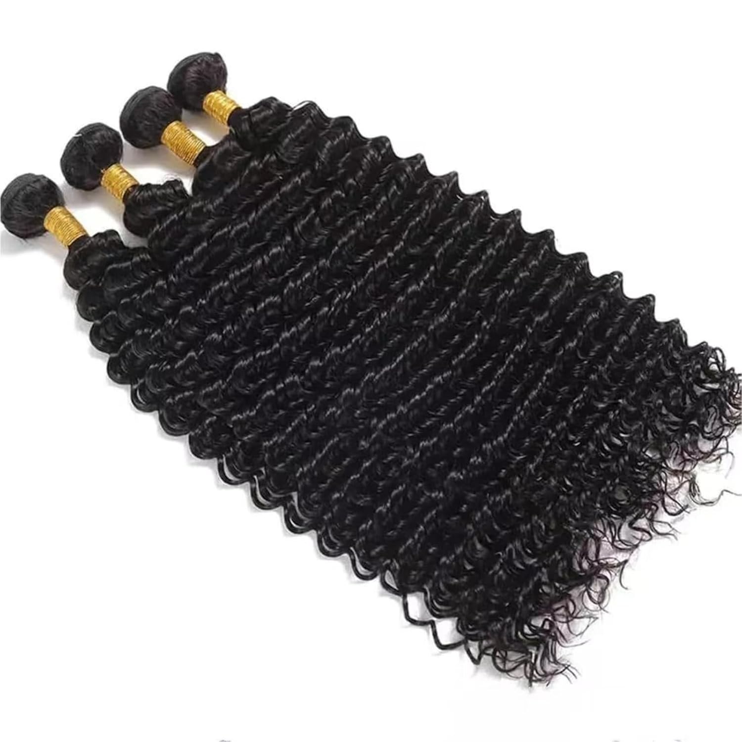 Atikual 12A Unprocessed Brazilian Virgin Deep Wave Human Hair Bundles 4 Pcs Natural Color Deep Curly Quick Weave Hair Extensions for Women