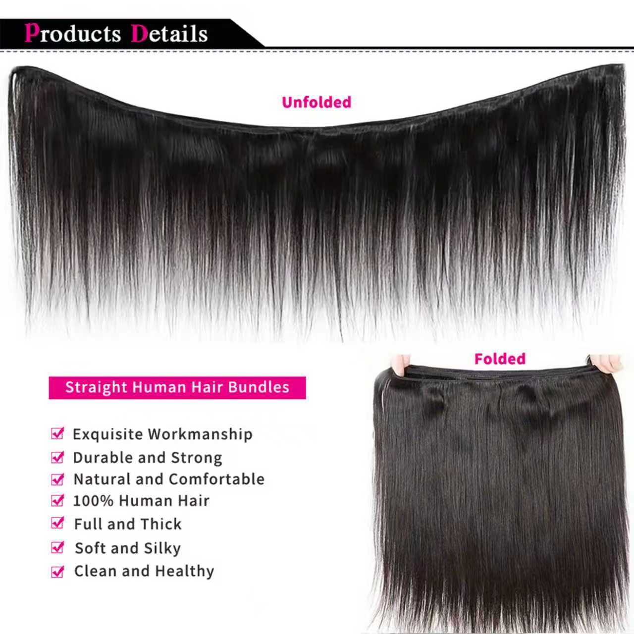 Atikual Brazilian Straight Hair 4 Bundles Brazilian Virgin Remy Hair Weave High Quality Natural Hair Extensions
