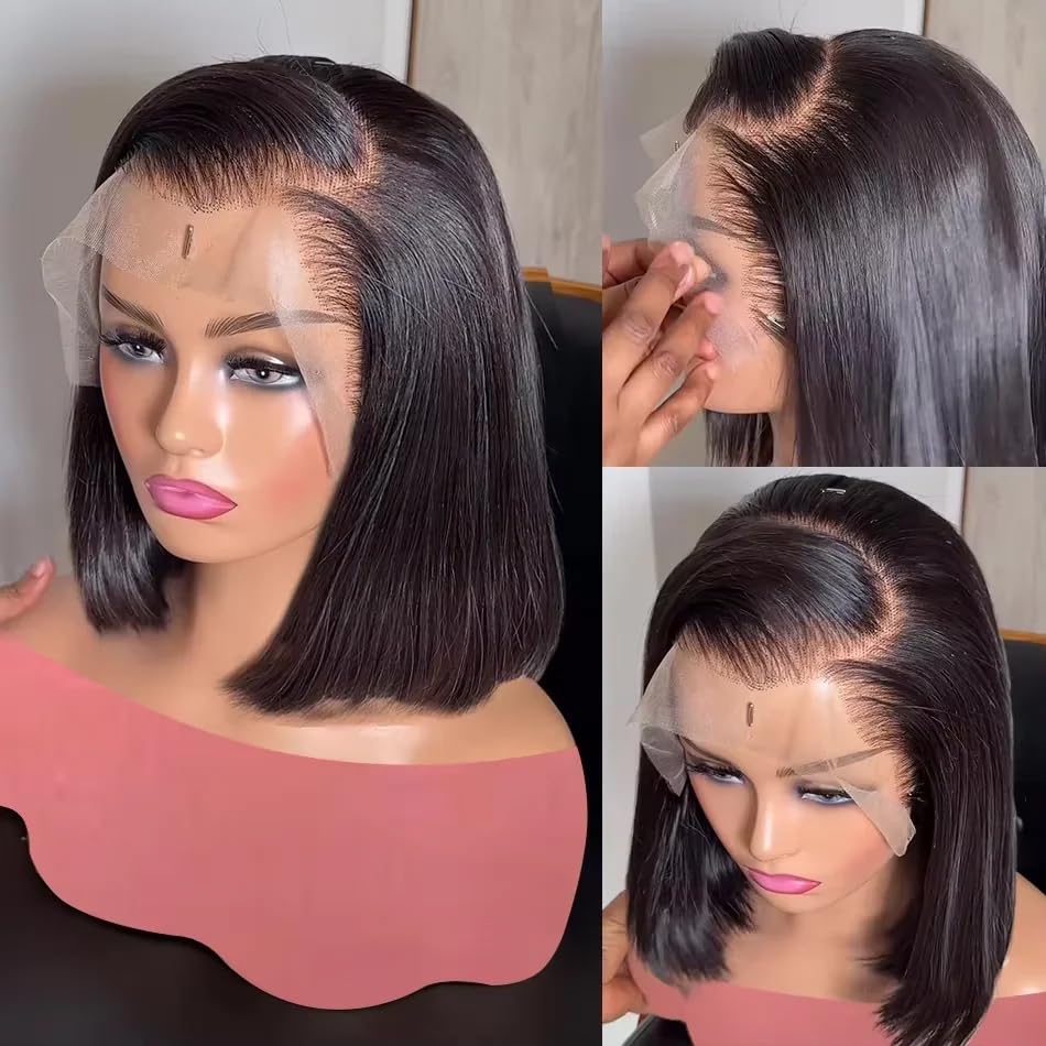 Atikual Straight Bob Wig Human Hair 13x4 HD Lace Front Wigs For Women Short Bob Wig With Baby Hair Pre Plucked 180% Density