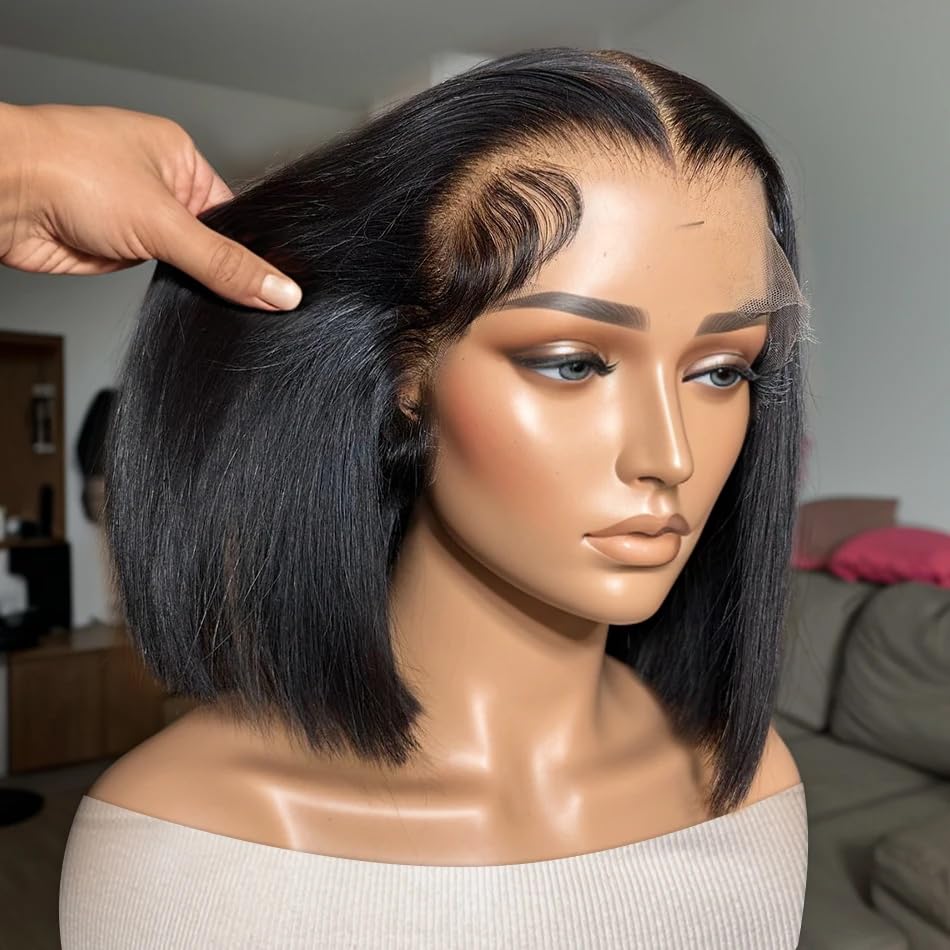 Atikual Straight Bob Wig Human Hair 13x4 HD Lace Front Wigs For Women Short Bob Wig With Baby Hair Pre Plucked 180% Density