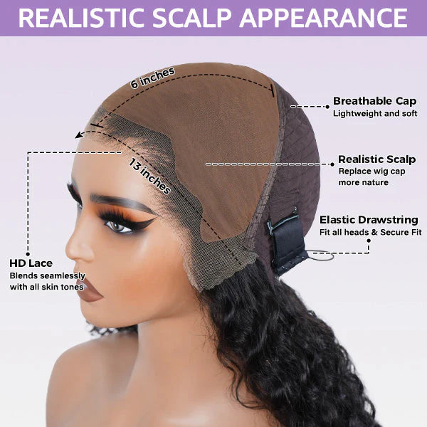 Atikual Burmese Curly Glueless Wig Bleached Knots 13x4 13x6 HD Lace Front Wear Go Wig With Flexible Fit Drawstring 100% Human Hair Wig