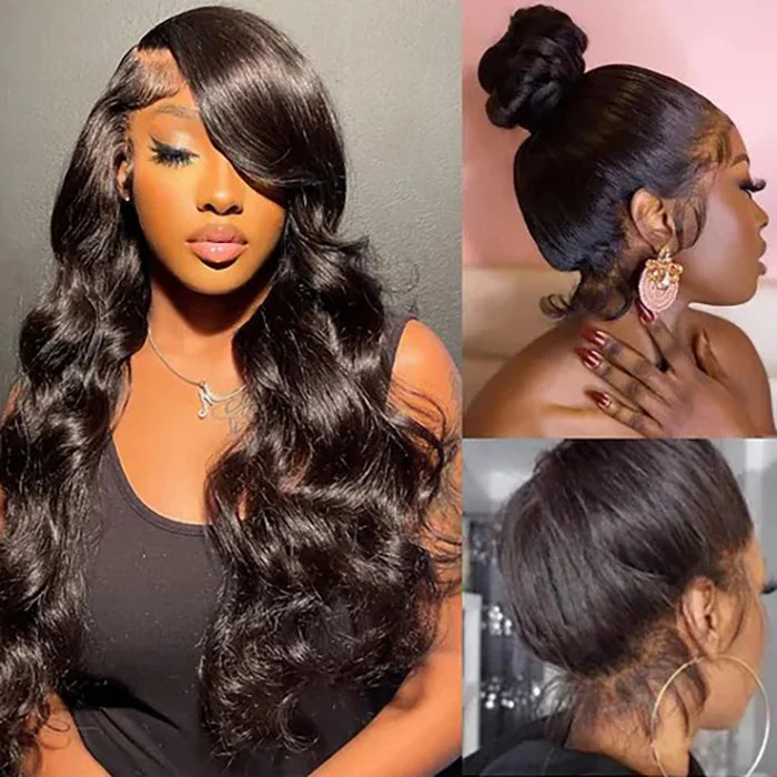 Atikual Body Wave Invisi-String Snug Fit 360 HD Lace Frontal Glueless Wig With Bleached Knots Lace Parting Anywhere 100% Human Hair