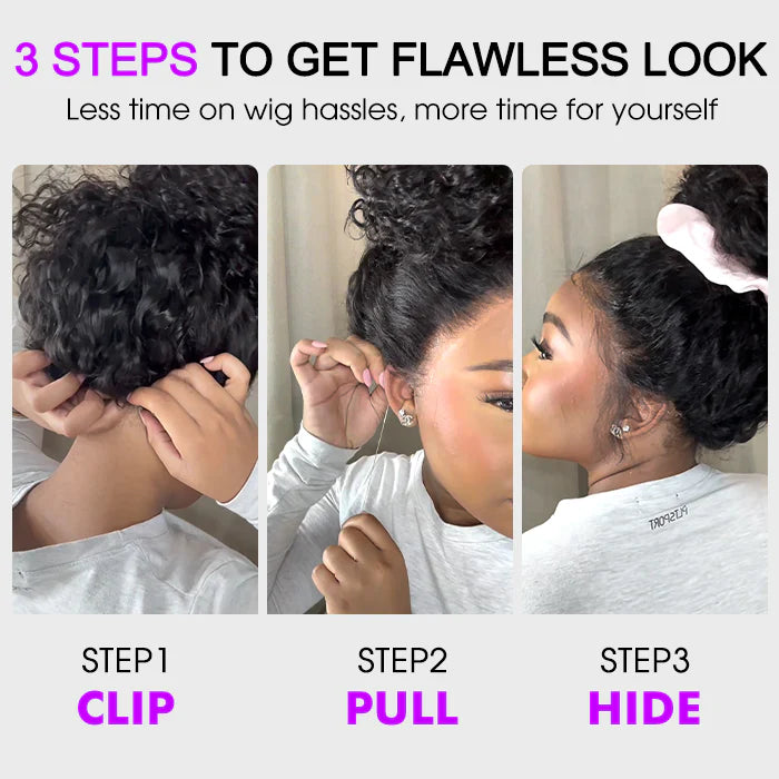 Atikual Body Wave Invisi-String Snug Fit 360 HD Lace Frontal Glueless Wig With Bleached Knots Lace Parting Anywhere 100% Human Hair