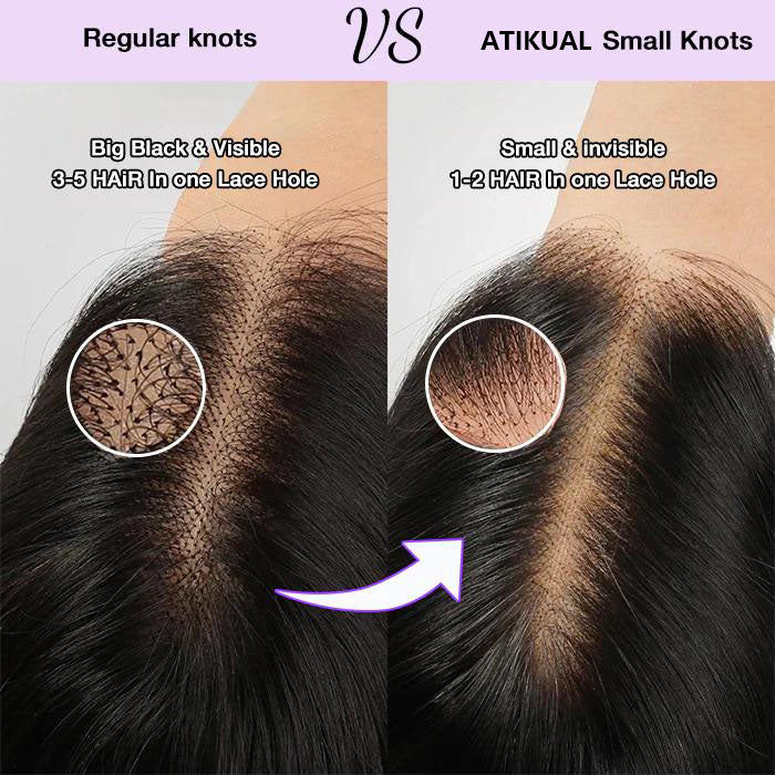 Atikual Curtain Bangs Body Wave Glueless 13x4 HD Lace Front Wig for Women 100% Human Hair Pre Everything